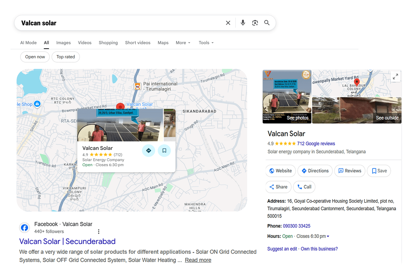 Vulcan Solar Google Business Profile